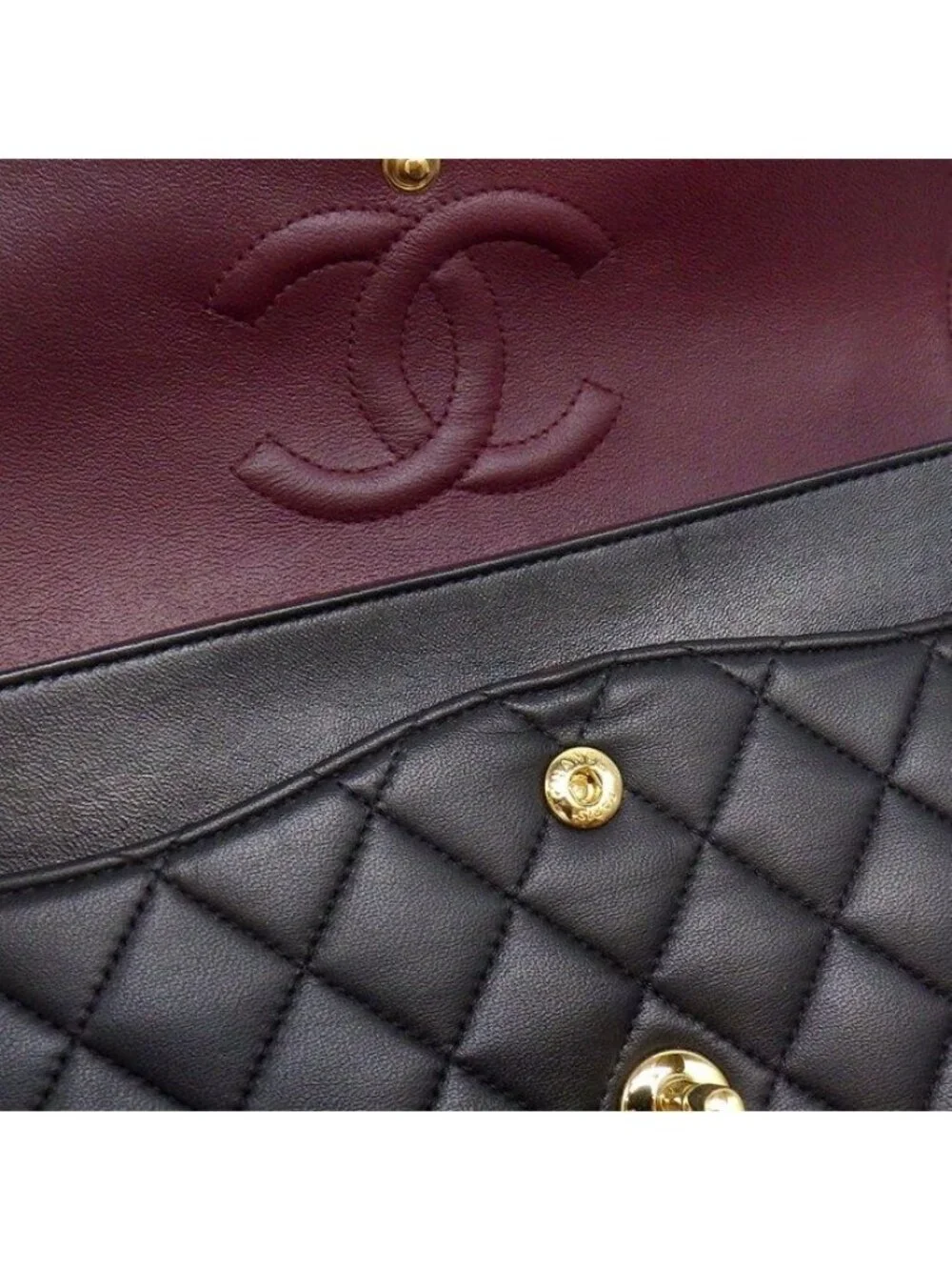 Chanel Shoulder Bag Quilted 25 11.12 Classic Black Bordeaux Lambskin